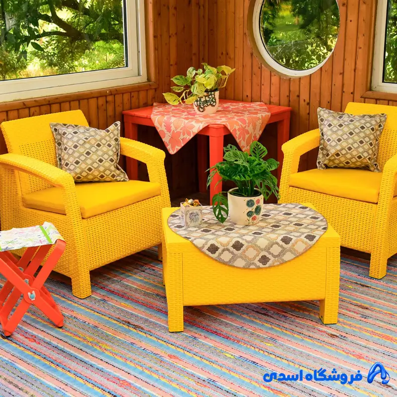 ست مبلمان چهار نفره باغی و ویلایی مدل حصیری