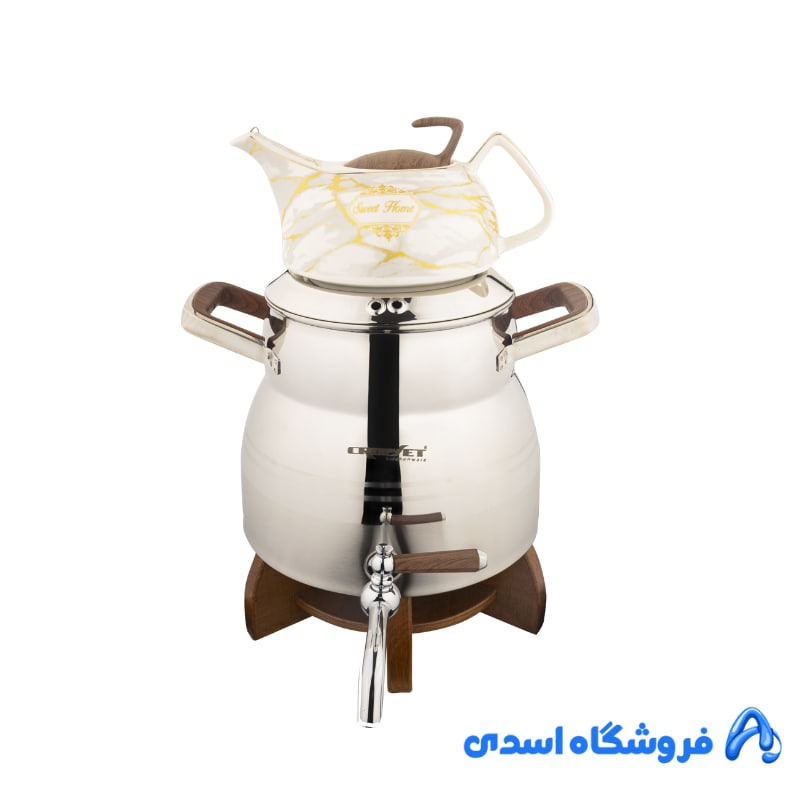 کتری و قوری آوینا با پایه وارمر چوبی کد 203