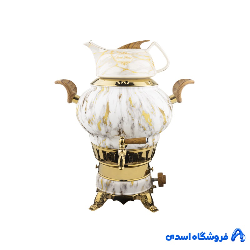 سماور 3 کاره ساحر استیل رنگی ماربل کروپ ست کد 1028