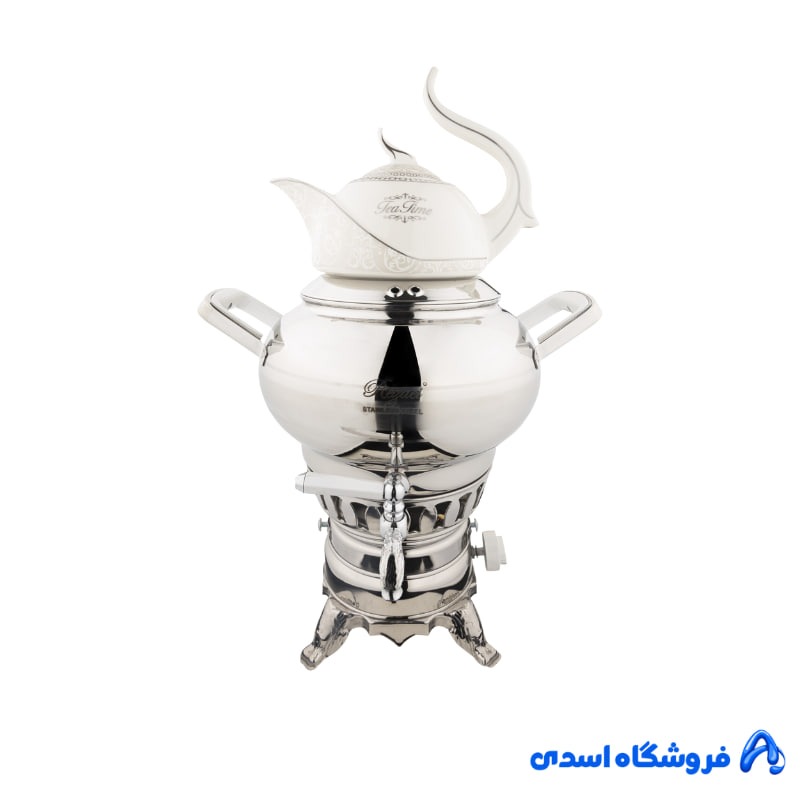 سماور 3 کاره ساحر استیل نقره ای براق کروپ ست کد 1024